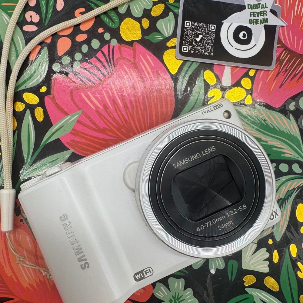 Samsung WB250F White Digital Camera 18x Zoom WiFi Bundle with SD Card & Cable